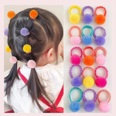 20Pcs Colorful Soft Plush Ball Hair Bands for Girls Kids Elastic Hair Ponytail Ropes Rubber Bands Headwear Hair Accessories Gift