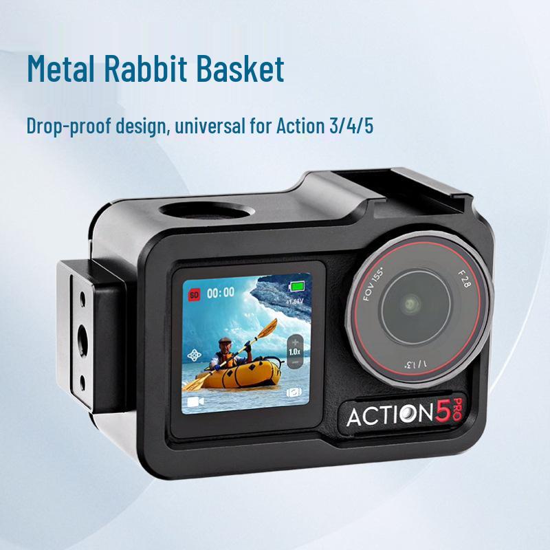 Protective Metal Cage for DJI ACTION5/4/3 Cameras – Sports Camera Accessory Frame