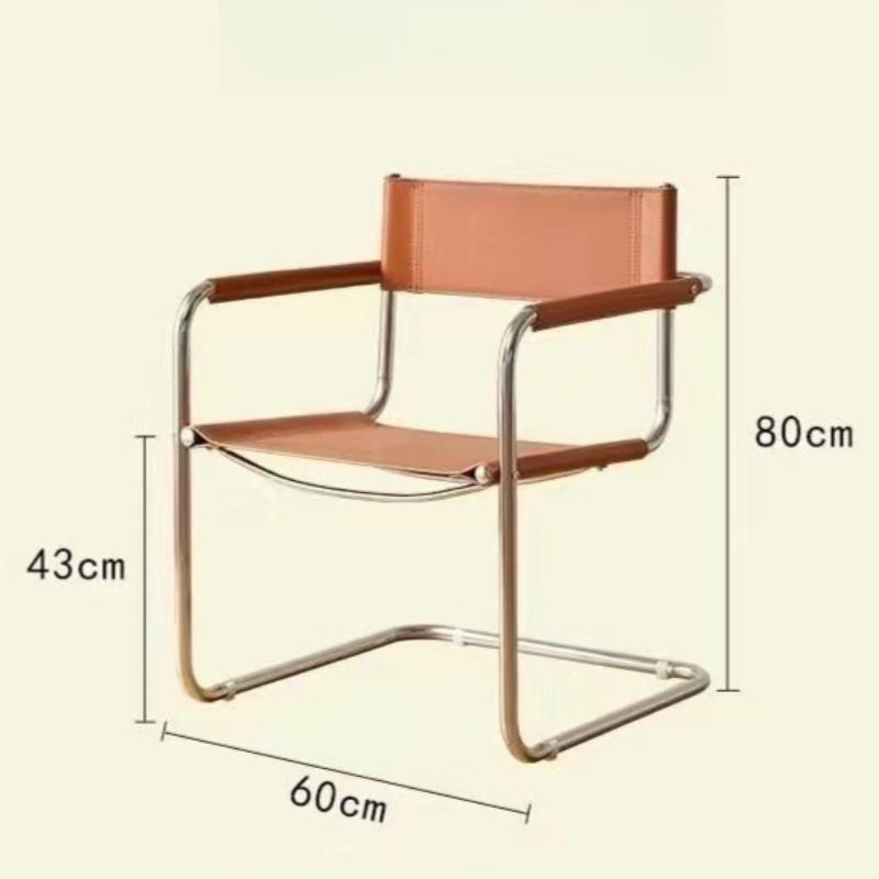 Stainless Steel Dining Chairs Modern Simple Restaurant Chair Living Room Portable Leather Armchair Home Decoration Furniture