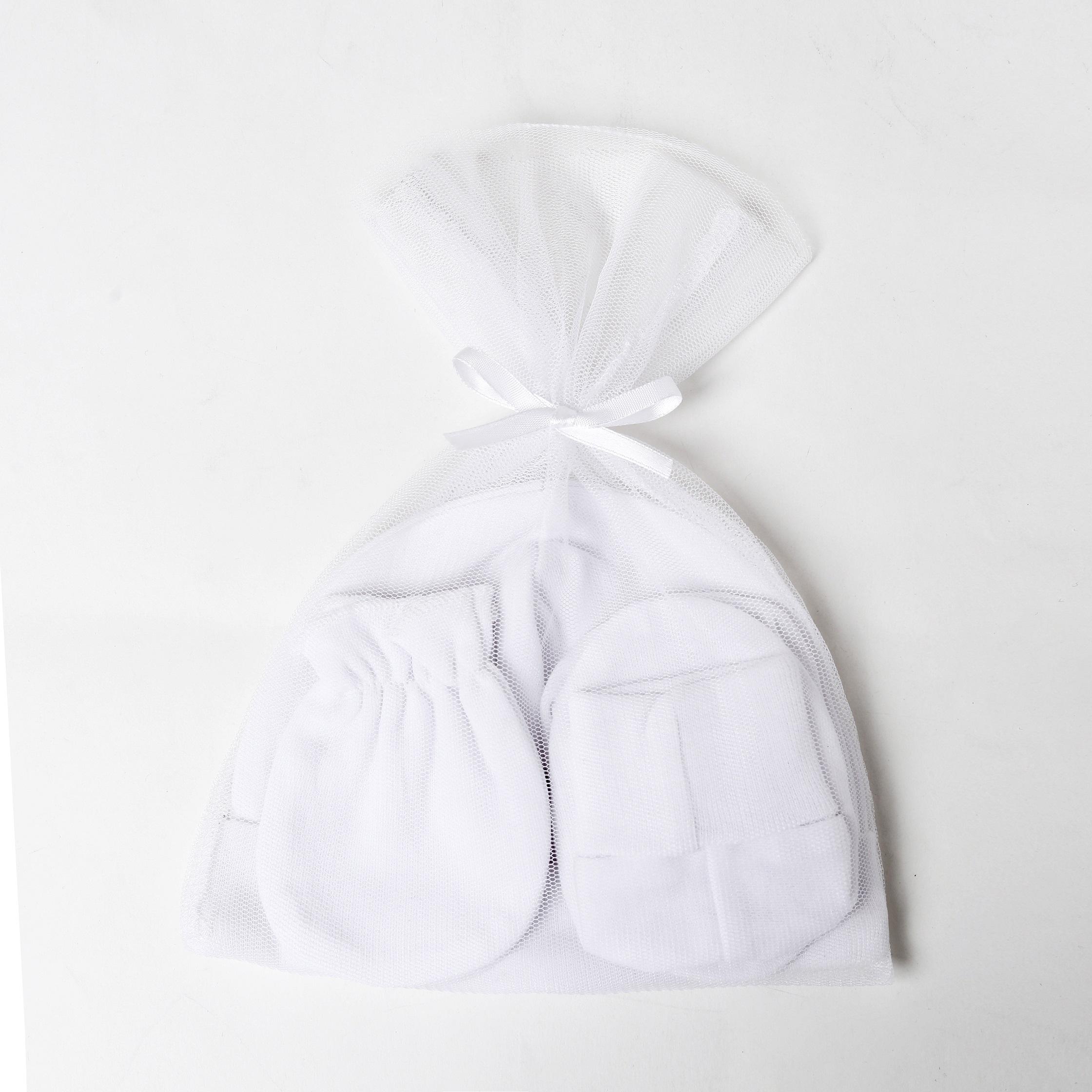 Baby Gift 100% Cotton Newborn Hat and Mittens Set-Four Seasons Unisex White белый