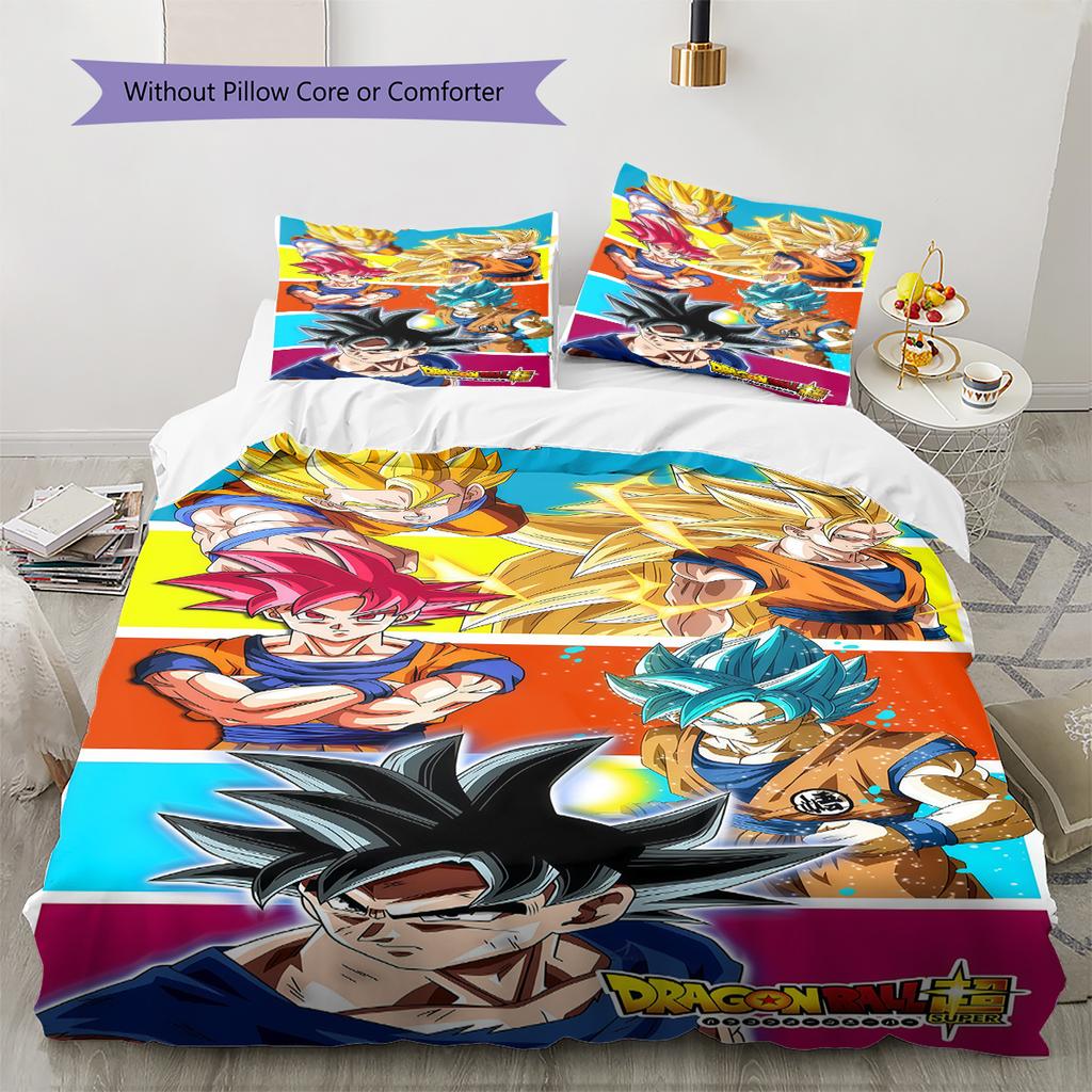 Biancheria da letto con motivo Son Goku, Set piumone Copripiumone Federa Regalo di compleanno per la casa (1 * copripiumino + 2 * federa, senza nucleo)