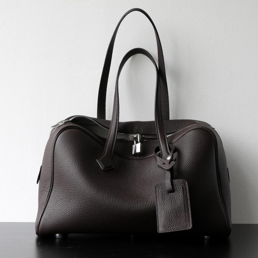 High-end, Light Luxury Top-grain Cowhide Genuine Leather Women's Bag, Simple Bowling Ball Underarm Bag, Hand-held Crossbody Bag