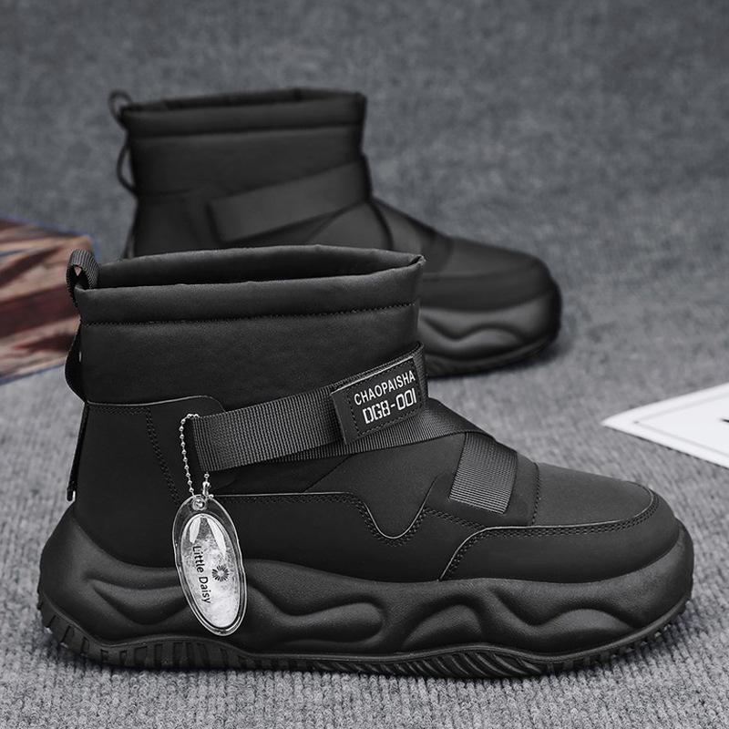 

Fleece warm men s shoes outdoor high-top snow boots men s winter wool trendy shoes thickened cotton shoes men s 39 чорний