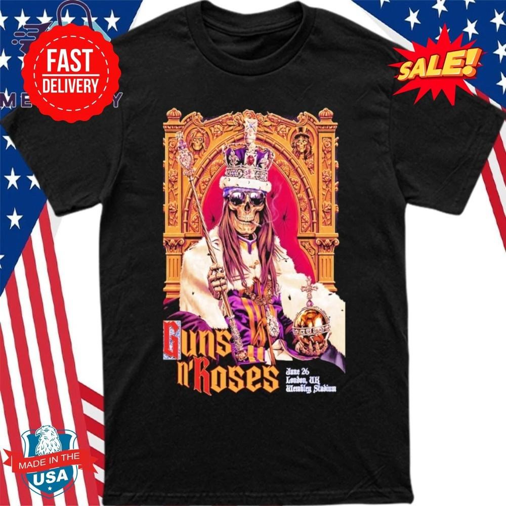 

Guns N Roses London UK Tour 2025 June 26 Concert Event S-4XL Unisex T-Shirt XXXXL