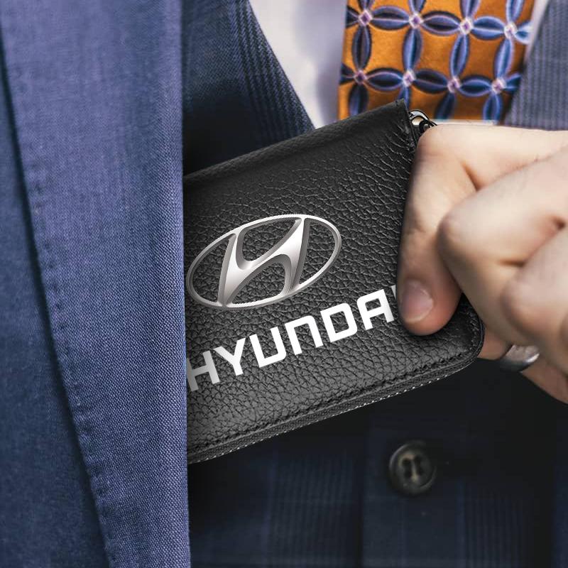 Kožená peněženka na řidičský průkaz, občanský průkaz, bankovní karty, styling auta pro Hyundai Santa Fe Sonata Solaris Azera Creta I30 Ix25 IX35 Tucson