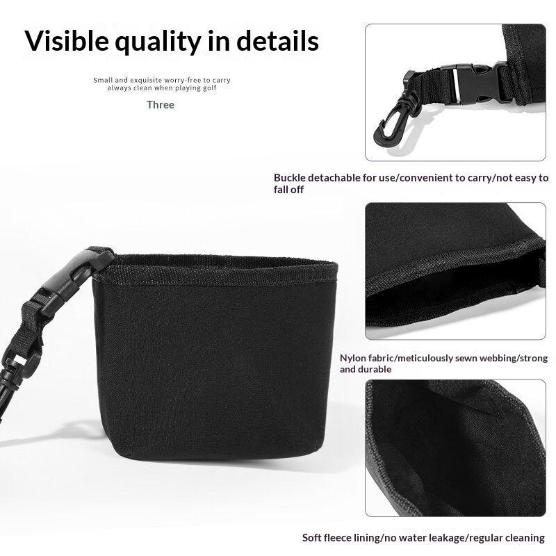 Portable Golf Club Cleaning Bag With Soft Plush Lining Detachable Hanging Buckle For Golf Daily Use