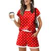 Women's Casual Short Sleeve Top and Shorts Set with Pocket Lightweight Comfortable Two Piece Lounge Wear for Daily Use