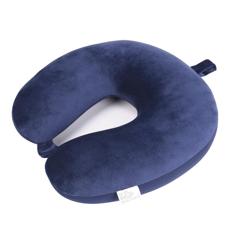 Custom Logo Solid Color U-Shaped Travel Neck Pillow with Foam Particle Support