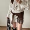 Cowboy Style Tassel Waist Belt Fringe Triangle Butt Curtain Fashion Mini Skirts  Dress Belt