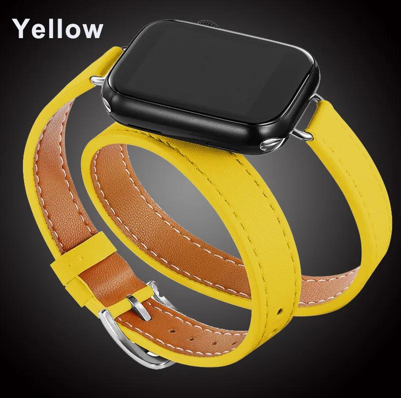 For Apple Watch Band 40 41mm Double Tour Leather Strap 45/46 42 44mm Series10 9 8 7 6 Se 5 4 3 2 for Iwatch6 38mm Fashion Correa