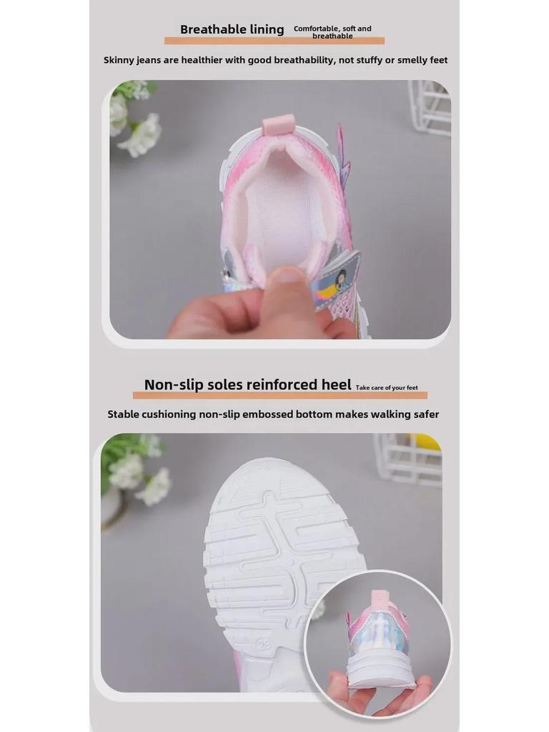 2023 Frühjahr/Sommer Rosa Mesh Atmungsaktive Casual Kinder Sportschuhe, Bequemer Koreanischer Stil