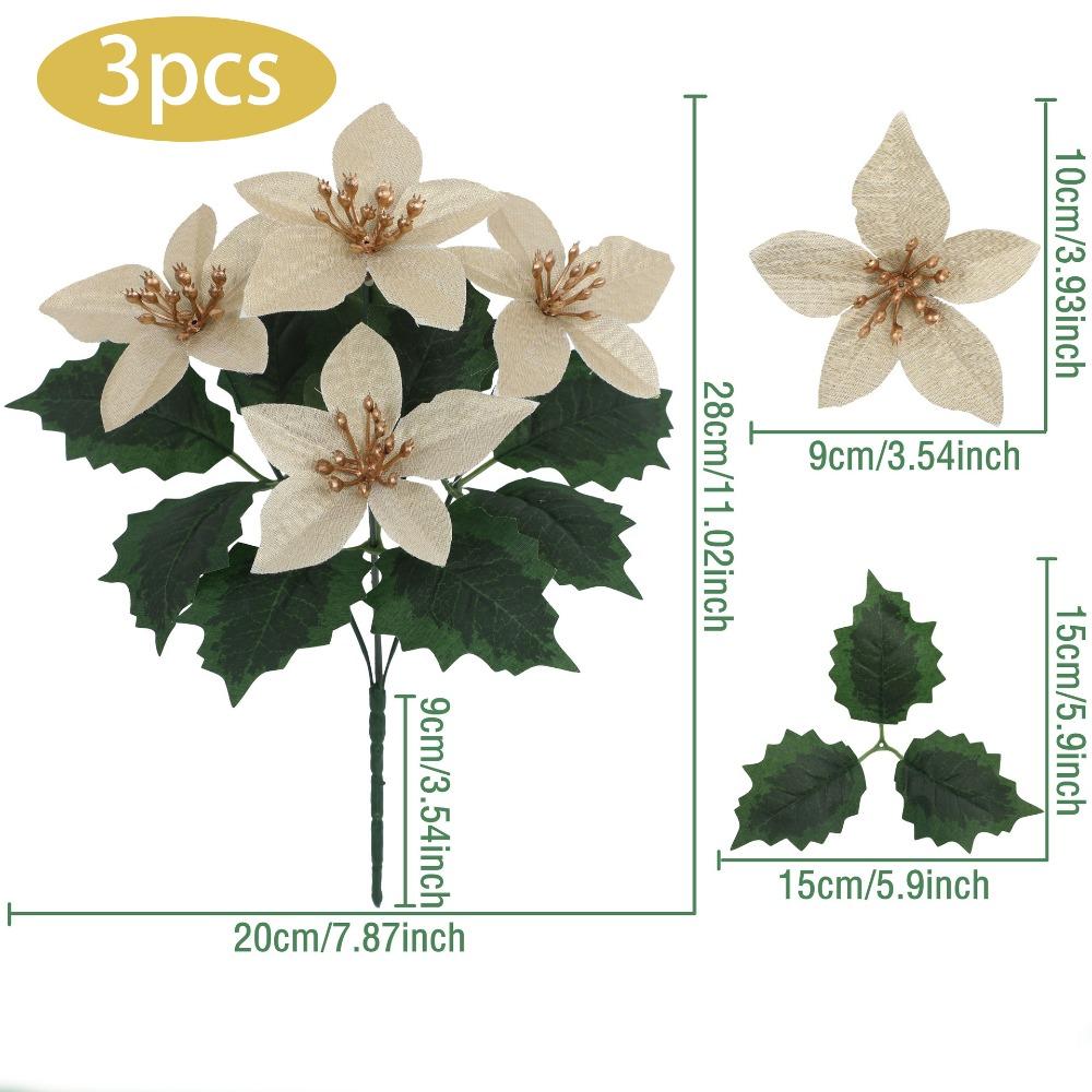 Plastic Plants Christmas Artifical Flowers DIY Accessories Reusable Simulated Flowers Bouquet Creative with 5 Forks