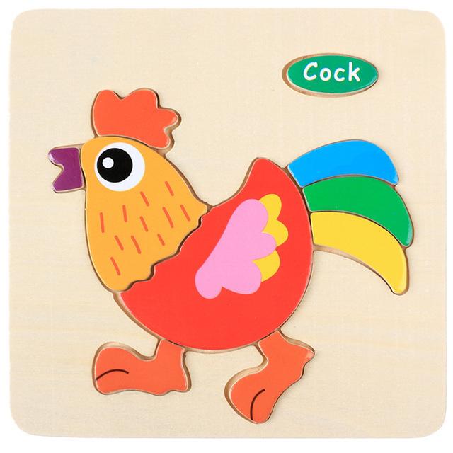 Baby Toys Wooden 3D Puzzle Cartoon Animal Vehicle Wood Jigsaw Puzzles Intelligence Montessori Educational Toys for Children