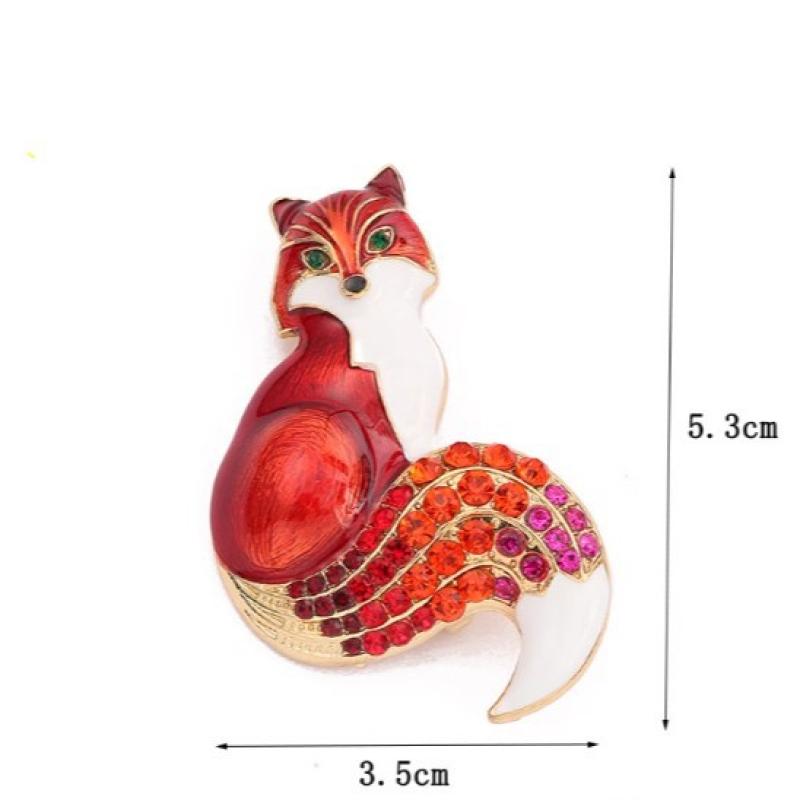 Stylish Foxes Brooch Cartoon Animal Lapel Pins Luxury Corsage For Women Versatile Shiny Corsage Clothing Accessories Gifts