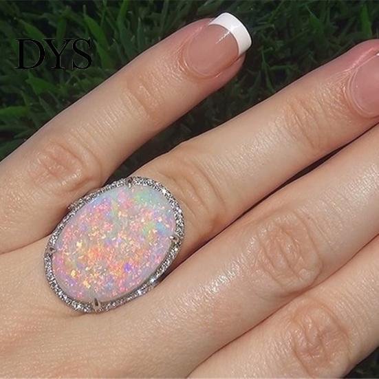 Frauen glänzender künstlicher Opalstein-Fingerring, Hochzeit, Verlobung, Schmuck, Geschenk