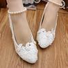 Women Pumps PU Lace  3 5 8 CM Thin Heels New Fashion Bride High-heeled Party Bridesmaid Group White Wedding Shoes Woman Shoe