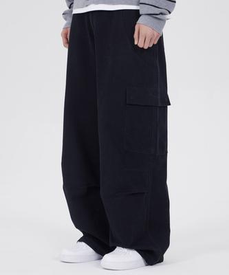 GLW Washed Pocket Parachute Cargo Pants Black
