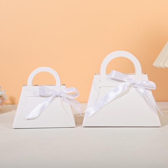 12 ks Dárkové krabičky ve tvaru kabelky s mašlemi na sladkosti, dezerty, luxusní sušenky, svatební výslužky, krabička na dárky, narozeninová oslava, družičky