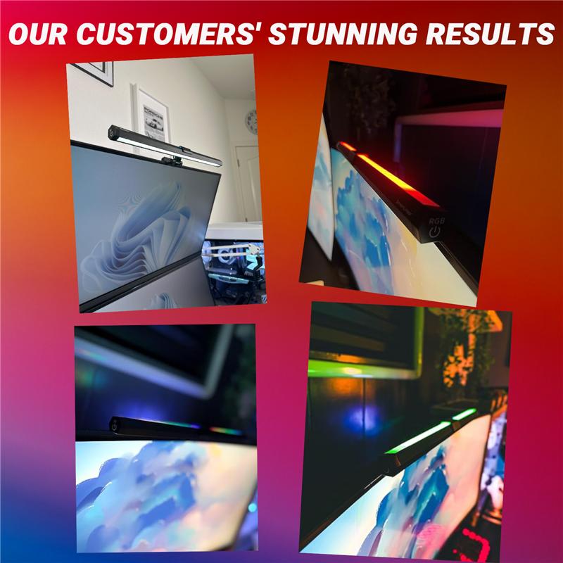 Monitorleuchte RGB Hintergrundbeleuchtung, Augenpflege Doppellicht Computer Lichtleiste Gaming Büro Schreibtischlampe, 3 Farbtemperaturen Einstellbare Helligkeit