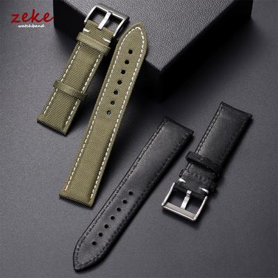 22mm 24mm Sailcloth Watch Strap Waterproof Nylon Leather Watch Band for Seiko for Omega Sports Wristband Handmade Stitching Belt