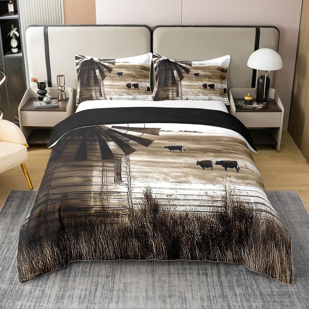 Windmill Duvet Cover Sets For Kids Teens Adults Lightweight Down Quilt Covers Bedroom Decor 2 Pillowcases 1 Duvet Cover No Quilt