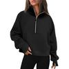 Felpa HNXC da Donna Autunno e Inverno, Mezza Zip, Collo Alto Corto, Monocolore, con Pile