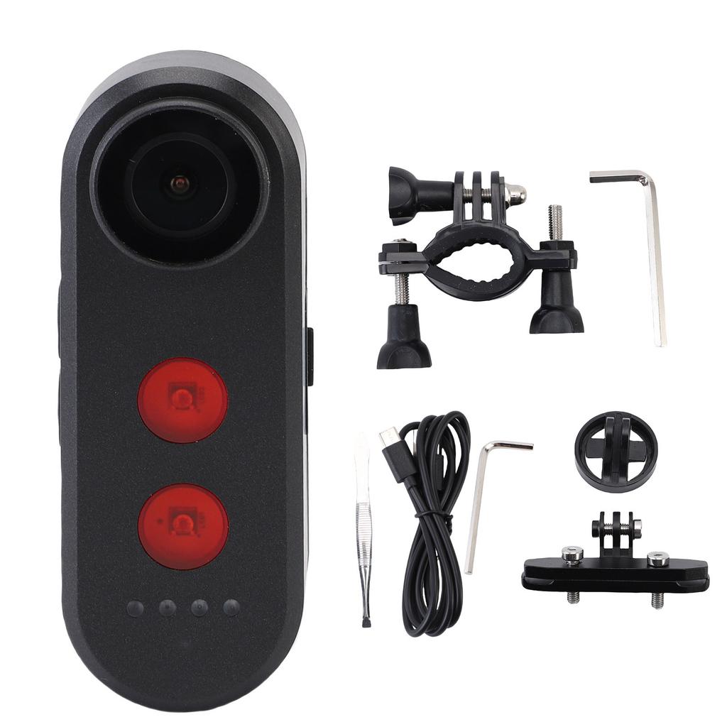 Bike Camera with Tail Light 1080P HD Action Camera with Loop Recording Rechargeable Cycling Video Recorder Rear View