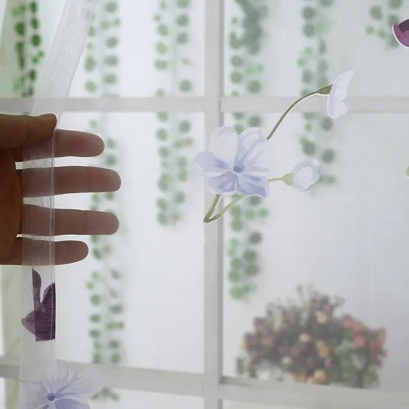 Hot salePractical Floral Tulle In Sheer Curtains For Living Room The Bedroom Kitchen Shade Window Treatment Curtain Blinds Panel