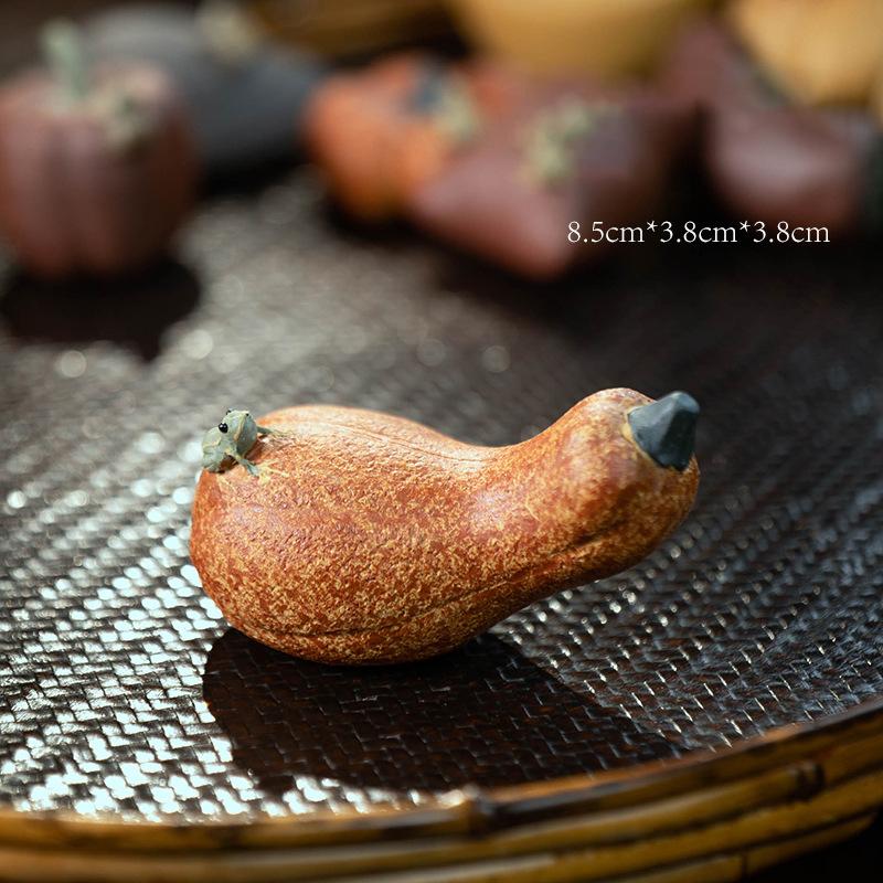 

Tea Pet Zisha Creative Hand-sprayed Frog Pumpkin Purple Clay Fruit Sculpture Kungfu Tea Set Tea Ceremony Decor Art Carfts