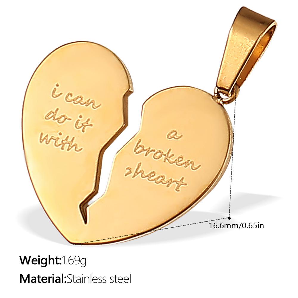 European & American Style Heart-Shaped Rhinestone Stainless Steel Pendant Necklace Accessories