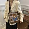 Beautiful Personalized Casual Backpack 2025 Autumn New Fashion Plaid Korean Version Simple Commuter Underarm Tote Bag