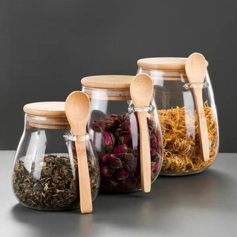 Hermetic Containers For Food Storage Pots Glass Jar With Lid Sealed Container Sugar And Tea Cans Airtight Kitchen Coffee Jars