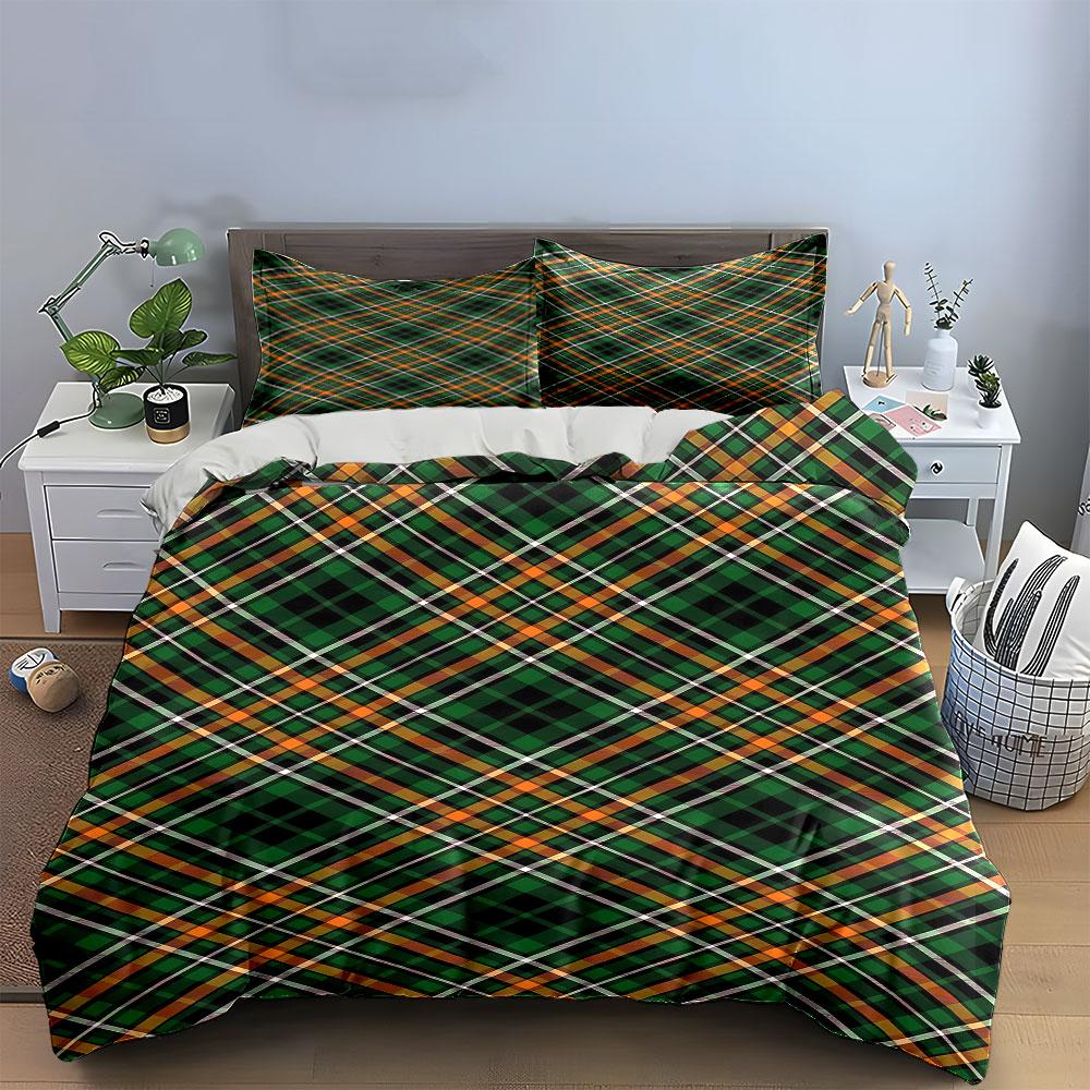 Diagonal orange plaid pattern. Bedding sets Duvet cover sets Duvet covers Pillowcases(1 * Duvet Cover 2 * Pillowcases without duvet insert)