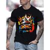 European Sizes Men'S Casual Summer T-Shirt with Vibrant Crown Print - Short Sleeve, Round Neck, Lightweight & Stretchy Fabric, Regular Fit, Adult Size