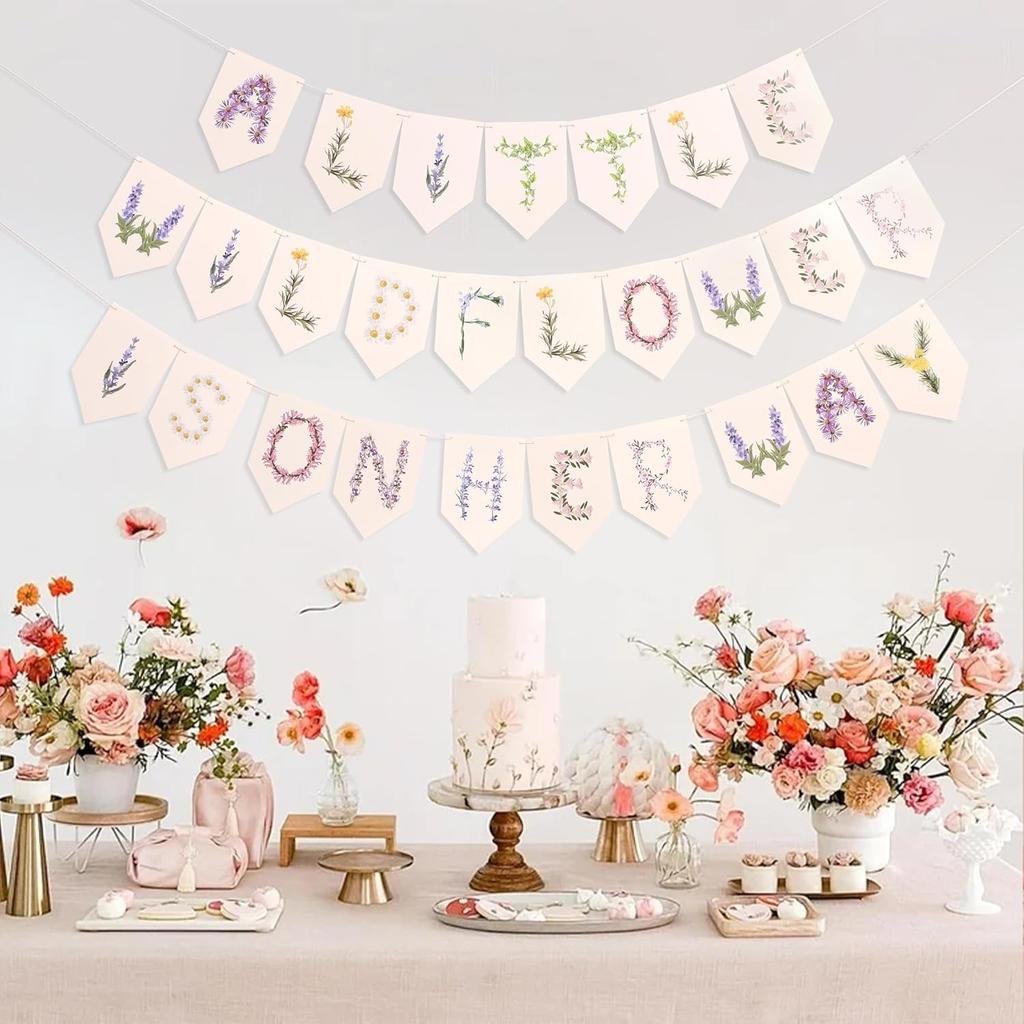 A Little Wildflower Is On the Way Hanging Banner - Wild One Baby Girl Birthday Banner, Wildflower Baby Shower Party Decorations, Market Farmers