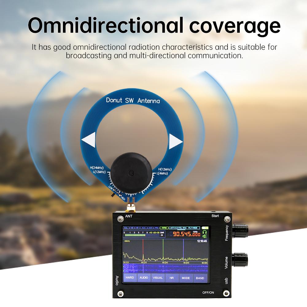 SW Shortwave Antenna AM Mediumwave Antenna SMA Interface Mini Ring Antenna Broadband Receiving Antenna 4MHz-24MHz/500kHz-2000kHz