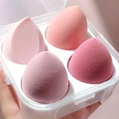 4'lü Güzellik Yumurtası Seti Gözyaşı Damlası Eğimli Kesim Pudra Pufu IslakKuru Kozmetik Sünger