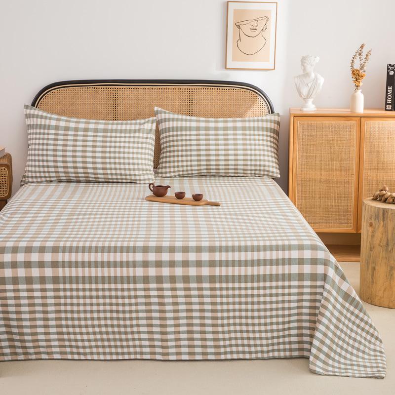Wholesale 100% cotton old coarse cloth sheets pure cotton kang single three-piece set single piece soft mat student dormitory mat
