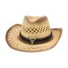 Breathable Spring And Summer Hollow Windproof Top Hat Beach Travel Denim Windproof Sunscreen Straw Hat