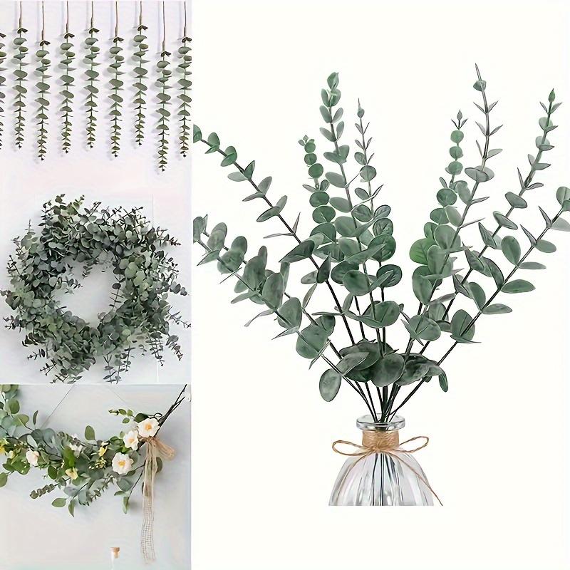 24pcs of Artificial Eucalyptus Branches, Used As Fake Green Leaves for Weddings, Flower Arrangements, and Home Decor, with Realistic Leaves