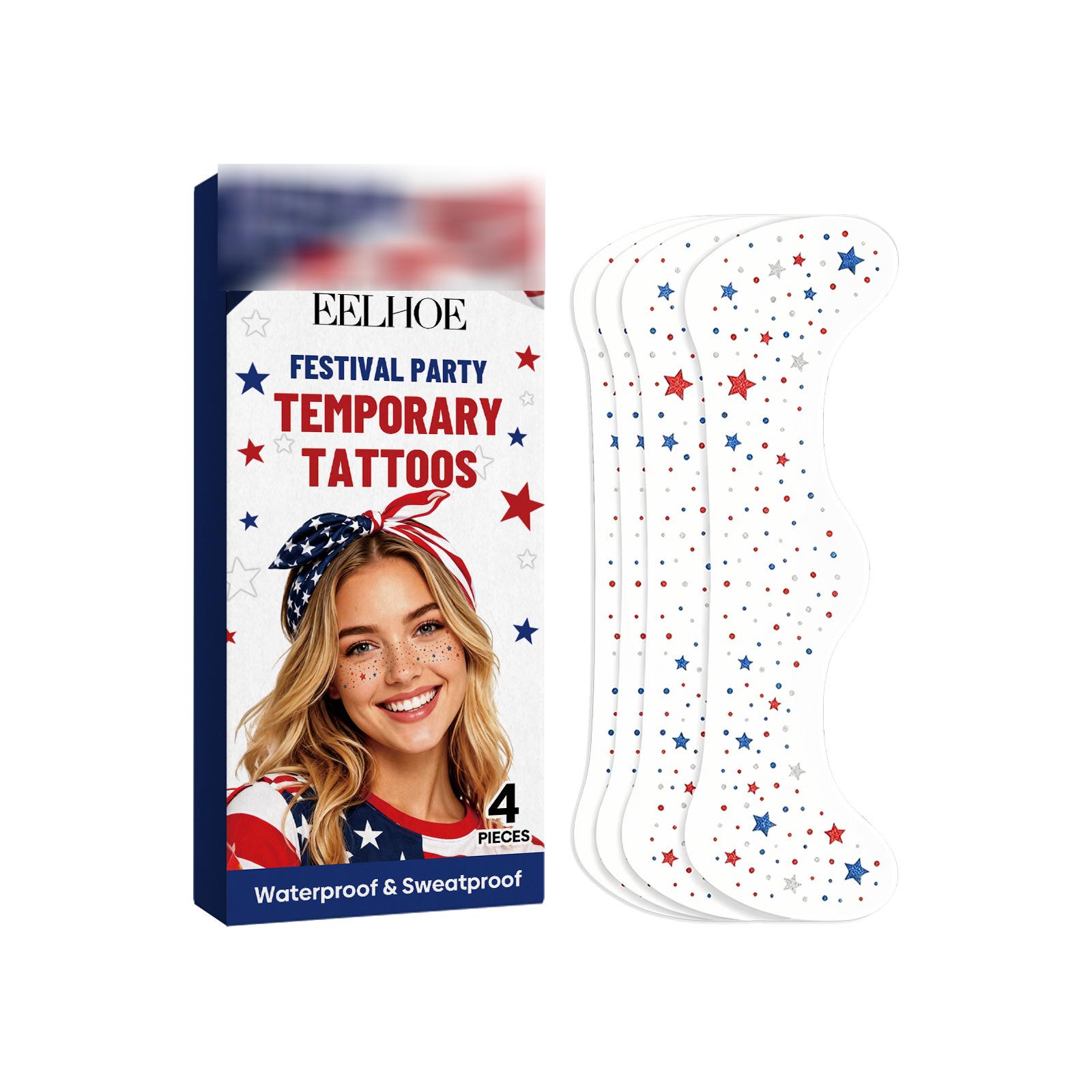 EELHOE Festival Carnival Tattoo Stickers Atmosphere party color-rich silky smooth eye-catching lightweight skin-friendly portable tattoo sticker 4pcs