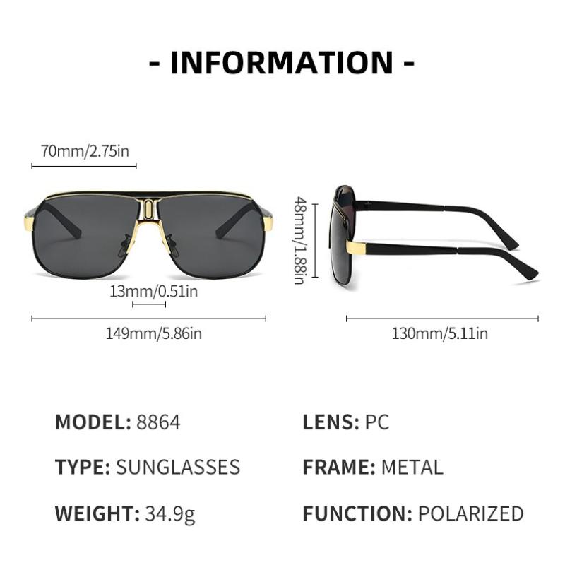 Premium Retro Oversize Style Polarized Glasses, for Men Women Casual Business Outdoor Sports Party Vacation Travel Driving Fishing Supply Photo Prop