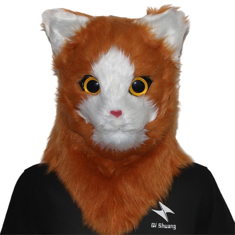 Realistic Mouth Mover Mask Halloween Novelty Mask Costume Movable Mouth Mask Plush Animal Head Mask Gifts