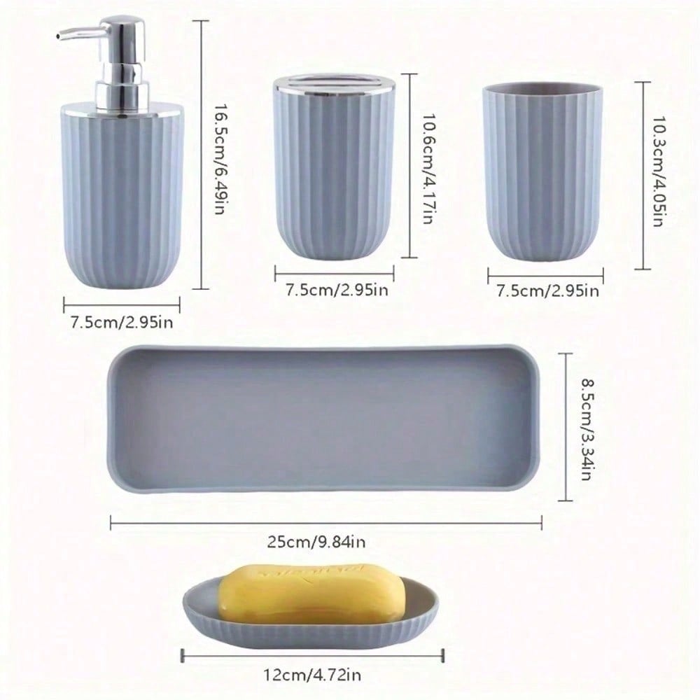 1Set Luxurious Bathroom Accessory Set Complete with Mouthwash Cup Soap Holder Liquid Soap Dispenser Toothbrush Holder