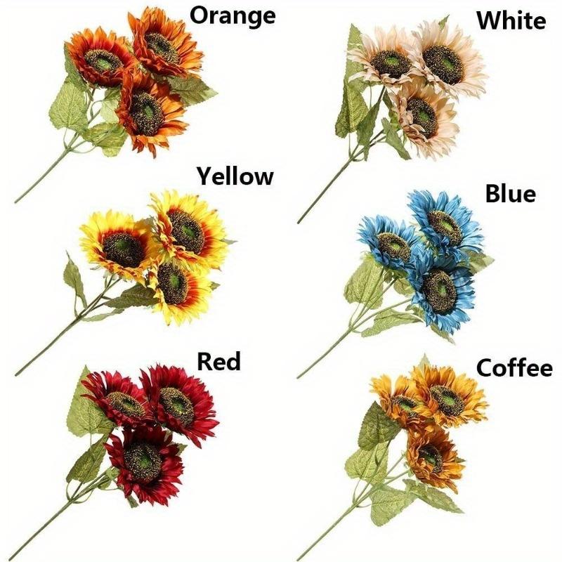 3 Heads/bunch Decorative Home Decor DIY Craft Fake Flores Bouquet Artificial Flower Silk Sunflower Wedding Decoration
