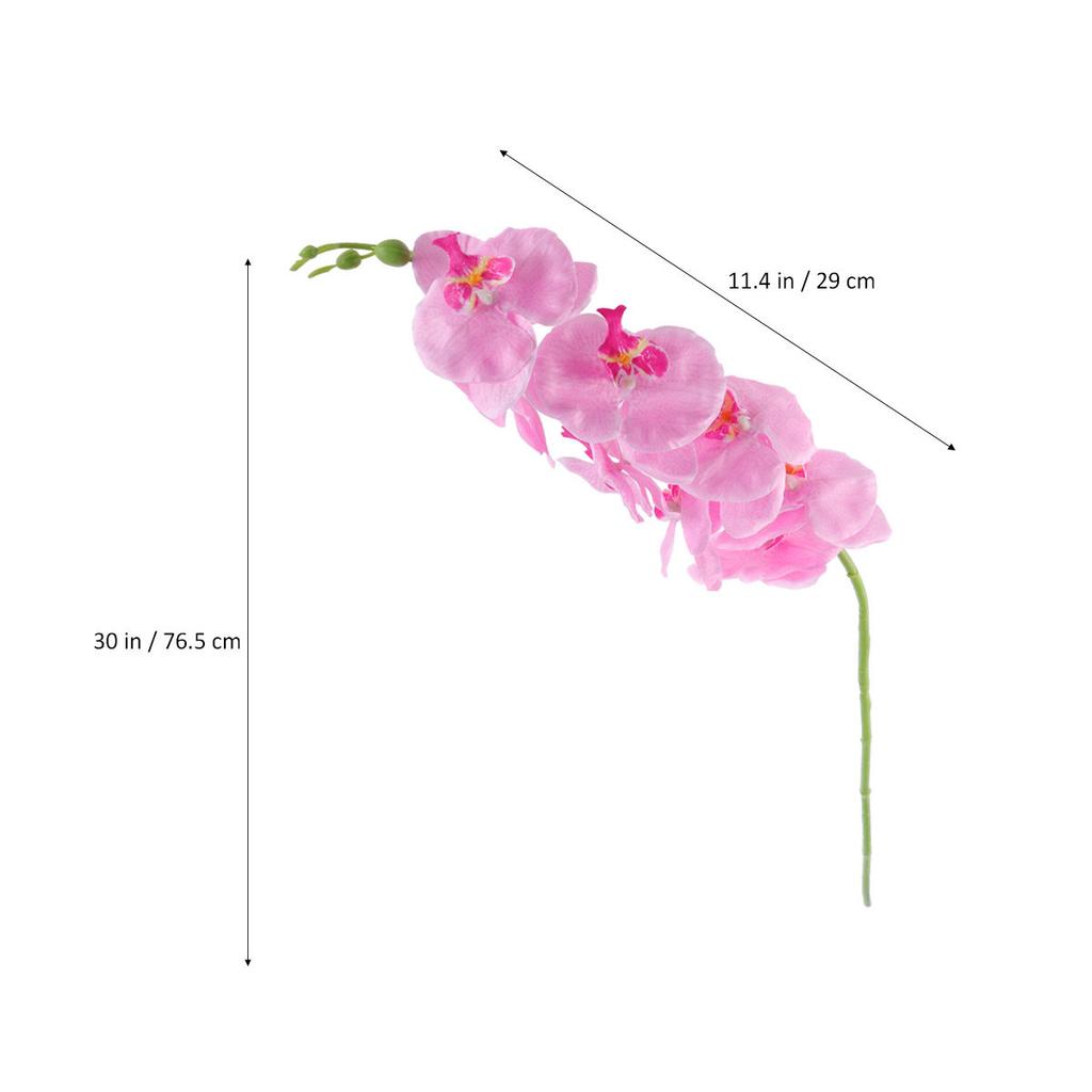 Lifelike Artificial Orchid Flowers with 3 Small 3 Large Green Buds Pink Simulation Orchid for Wedding Decoration Home