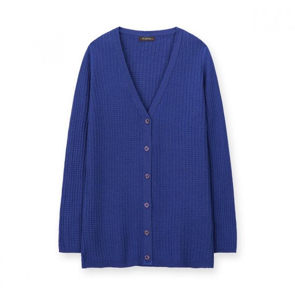 Furina Royal Cotton V Neck Rib Cardigan royal blue/S (85)