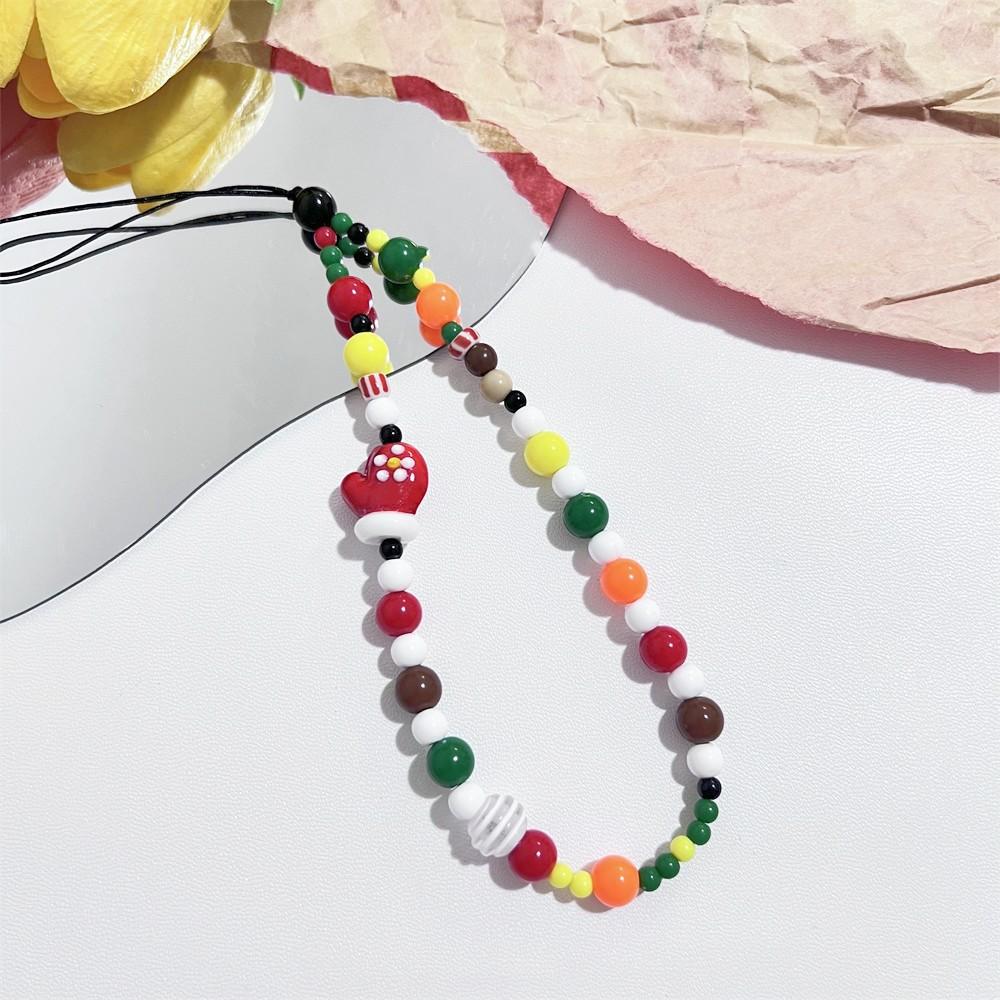 1PC Christmas Mobile Phone Chain Color Chain CCD Hanging Decoration Hanging Rope Cute Bead DIY Camera Dopamine Explosion