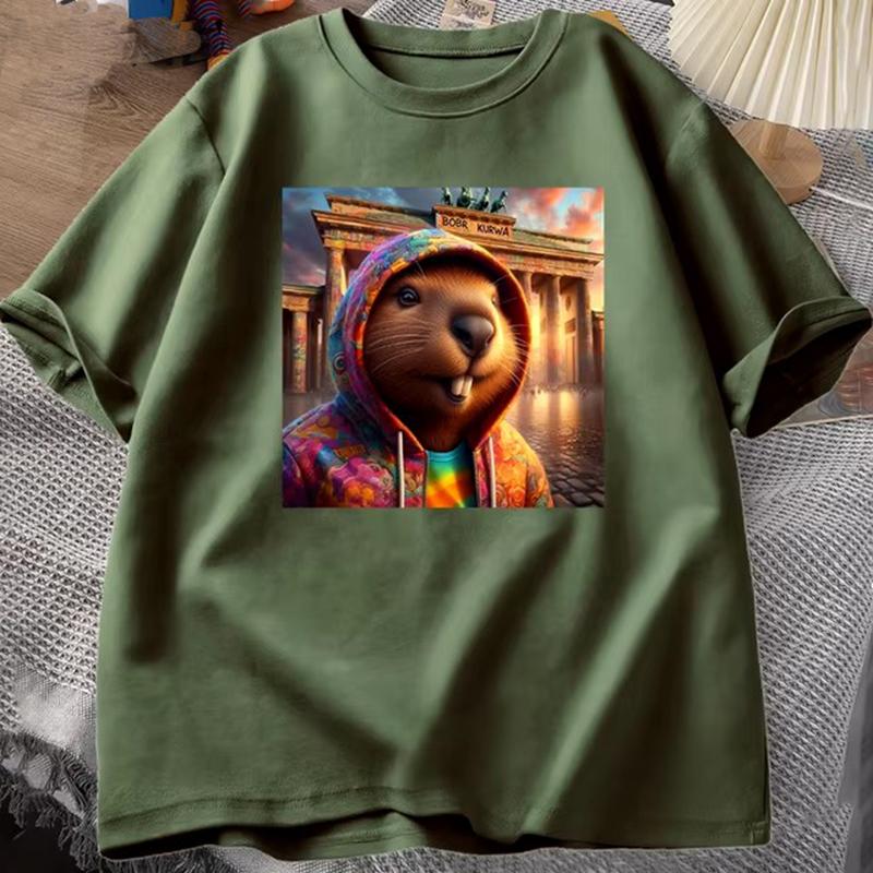 Bóbr Kurwa Gladiator cotton T Shirts for Unisex Women The Glory of Rome Graphic T-Shirt Bober Beaver Boberek Tshirt Casual Tees