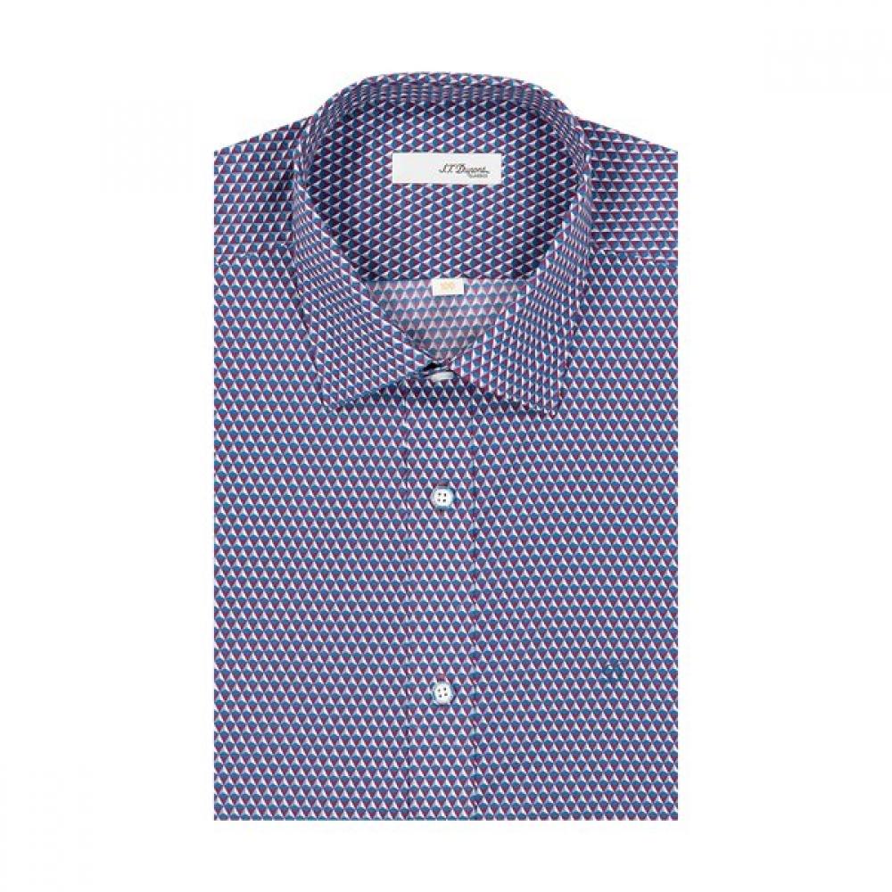 

S.t. Dupont 24 Mm Red+blue Tone Diamond Motif Print Short Sleeve Shirt se4Mm11hs204swn 105